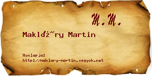 Makláry Martin névjegykártya